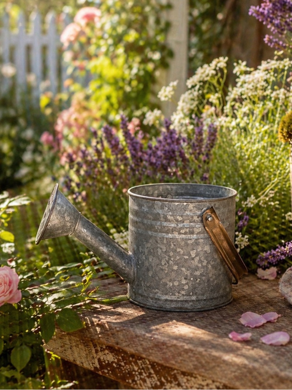 Rustic Metal Watering Can Farmhouse Cottage Garden Decor - Picture 2 of 9